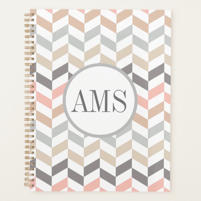 Pastel Herringbone Monogram  Planner (Front)
