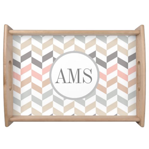 Pastel Herringbone Monogram  Serving Tray