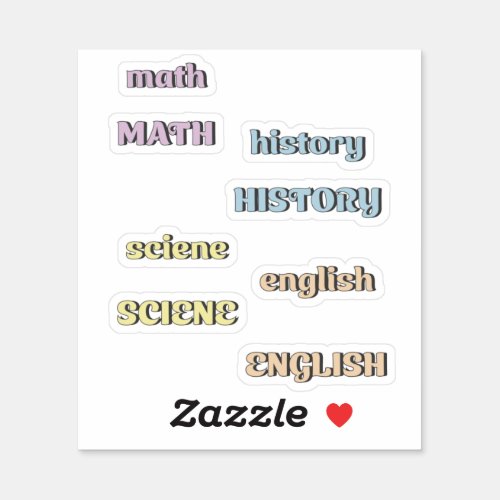 Pastel high School Subjects Sticker 