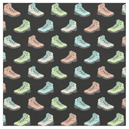 Pastel Hiking Boots on Black Patterned Fabric