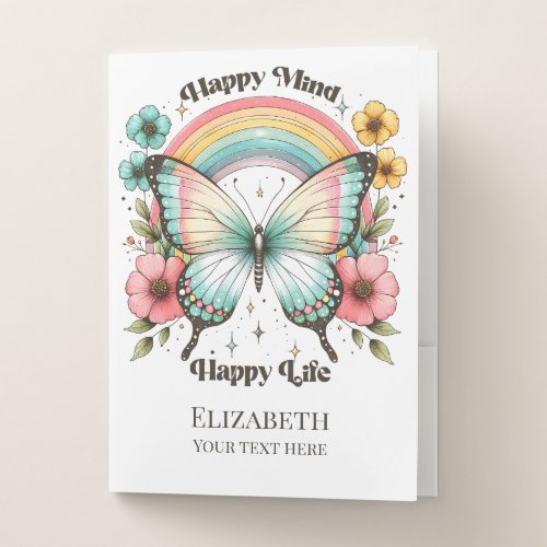 Pastel Hippie Happy Mind Happy Life Pocket Folder