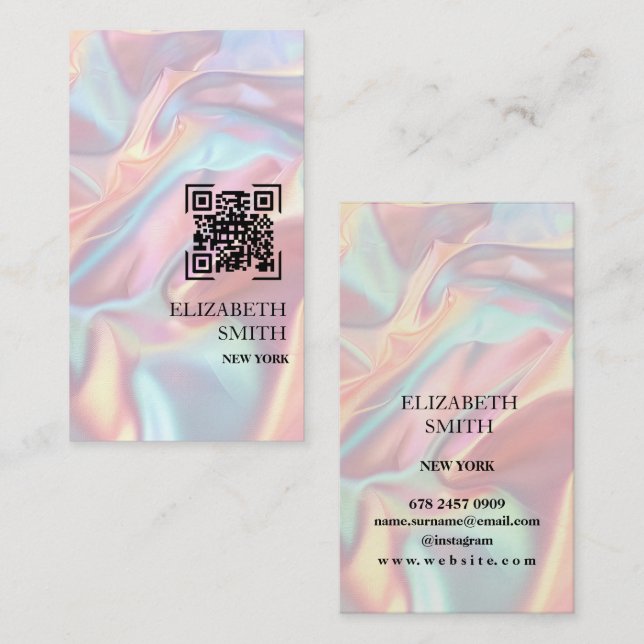 Pastel Hologram Texture Business Card  (Front/Back)