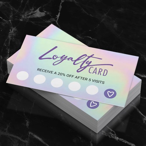 Pastel Holographic Beauty Salon  Spa Customer Loyalty Card