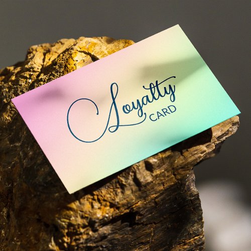 Pastel Holographic Elegant Script Calligraphy  Loyalty Card