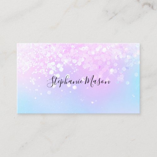 Pastel Holographic Glitter Girly Business Card