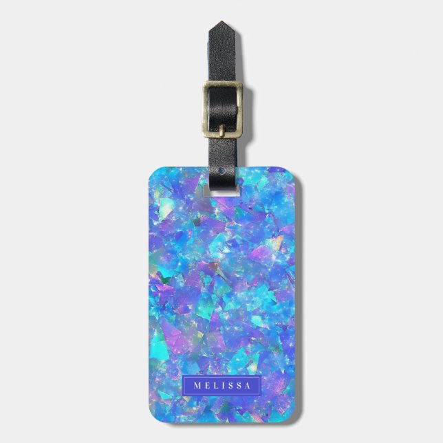 Pastel Holographic Glitter Luggage Tag (Front Vertical)