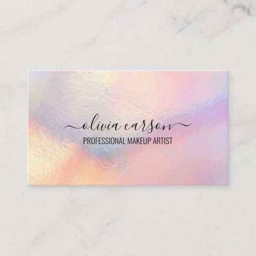 Pastel Holographic Hair Makeup Artist Business Card