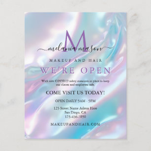 Pastel Holographic Makeup Artist Grand Opening Flyer