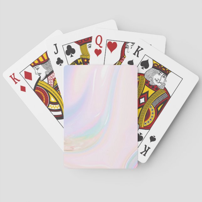 Pastel Holographic Marble Plastic Pattern Poker Cards (Back)