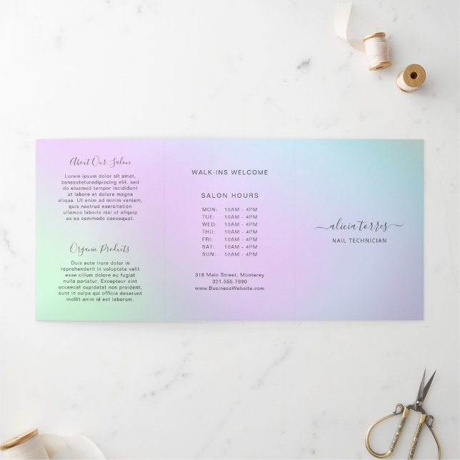 Pastel Holographic Modern Business Brochure (Outside)
