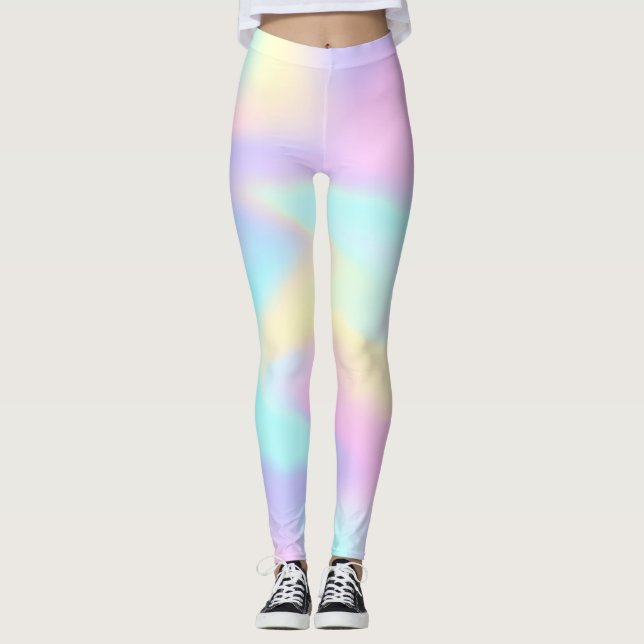 Pastel Holographic Rainbow Leggings (Front)