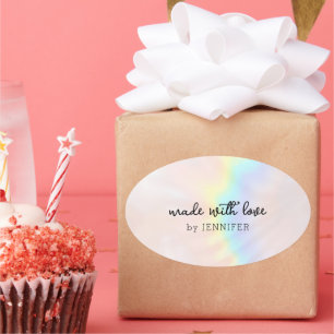 Pastel Holographic Rainbow Oval Sticker