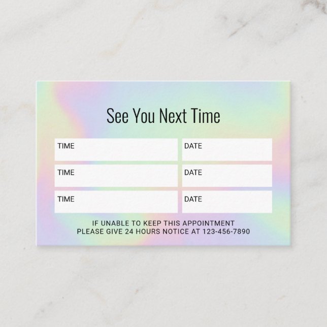 Pastel Holographic Salon Spa Dental Appointment (Front)