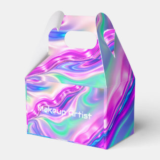 Pastel Holographic Swirl Abstract Favor Boxes