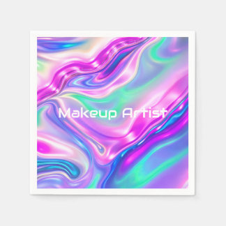Pastel Holographic Swirl Abstract Napkins