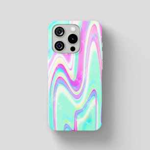 Pastel Holographic Swirl Aqua Pink Y2K Aesthetic iPhone 15 Pro Max Case