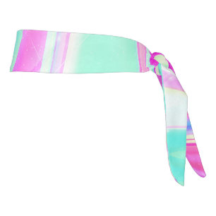 Pastel Holographic Swirl Aqua Pink Y2K Aesthetic Tie Headband