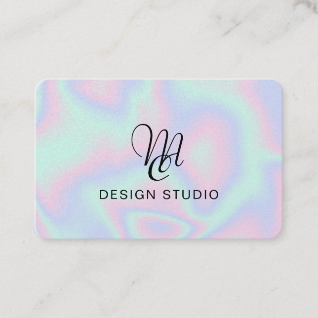 Pastel Holographic Texture  Business Card (Front)