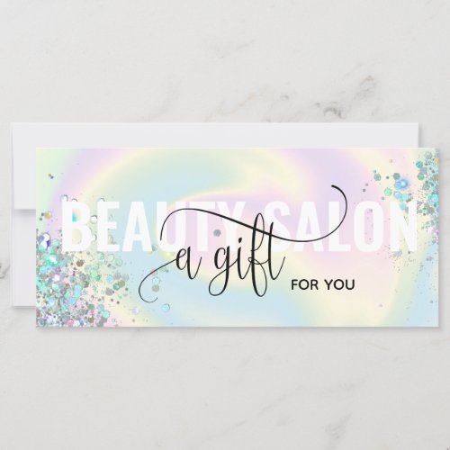 Pastel Holographic Unicorn Modern Gift Card