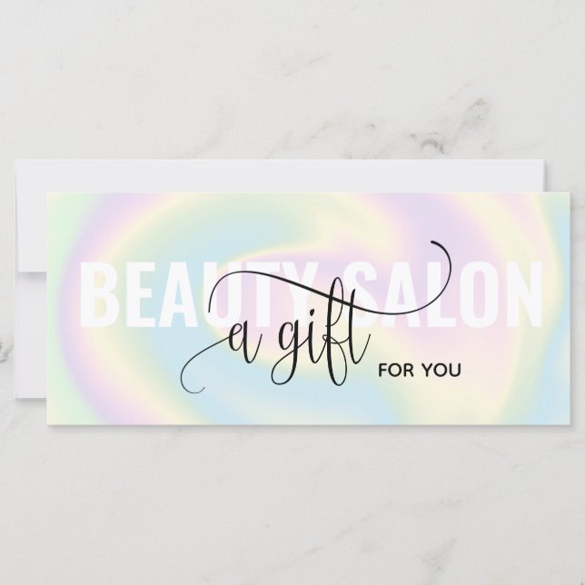 Pastel Holographic Unicorn Modern Gift Card (Front)
