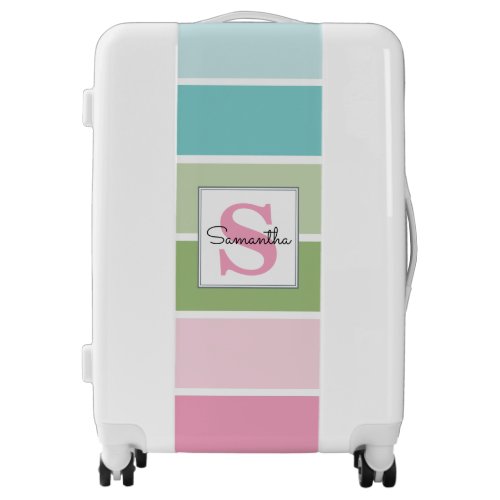Pastel Horizontal Stripes Monogrammed Luggage