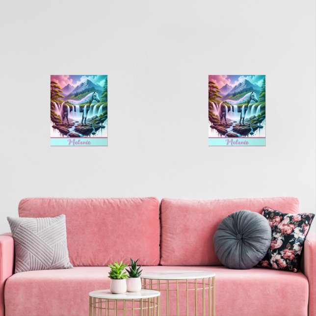 Pastel Horse Waterfall Fantasy Landscape Wall Art Sets (Livingroom)