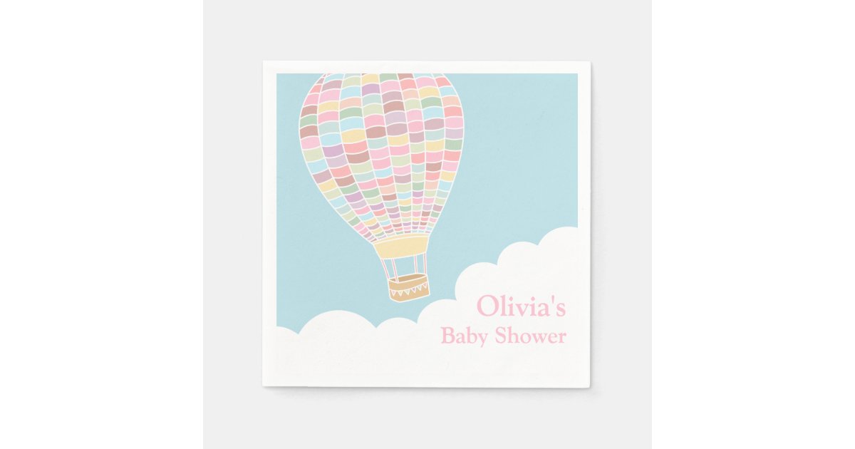 Pastel Hot Air Balloon Baby Shower Supplies Paper Napkins