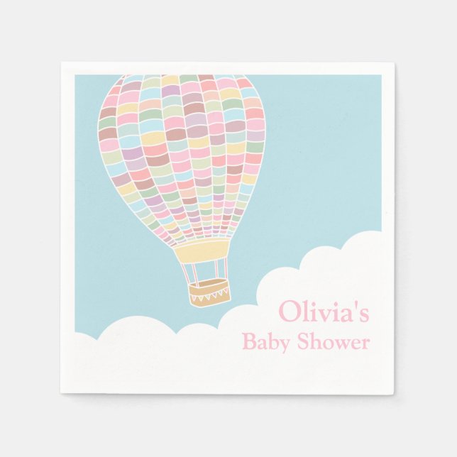 Pastel Hot Air Balloon Baby Shower Supplies Paper Napkins (Front)