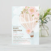Pastel Hot Air Balloon Girl Baby Shower Invitation (Standing Front)