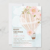 Pastel Hot Air Balloon Girl Baby Shower Invitation (Front)