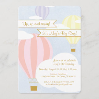 Pastel Hot Air Balloon Party Invitation