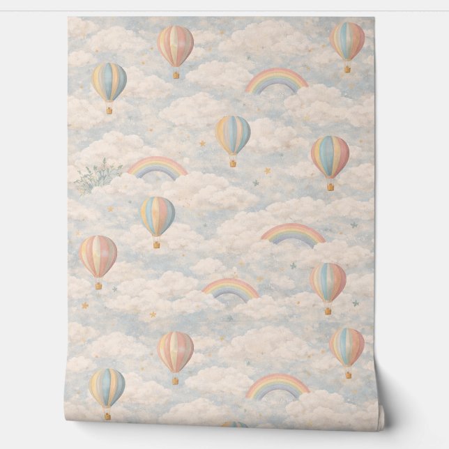 Pastel Hot Air Balloon Sky Wallpaper Wallpaper (Unrolling)