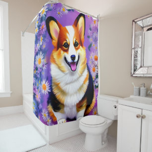 Pastel Hues Corgi Shower Curtain