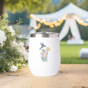 Pastel Hummingbird & Lavender Lemonade Sticker Thermal Wine Tumbler