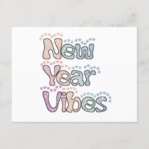 Pastel Humorous saying Happy New Year 2023 Vibes Holiday Postcard