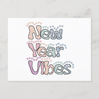 Pastel Humorous saying Happy New Year 2023 Vibes Holiday Postcard
