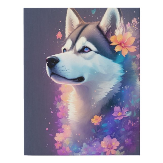 Pastel Husky Faux Canvas Print (Front)