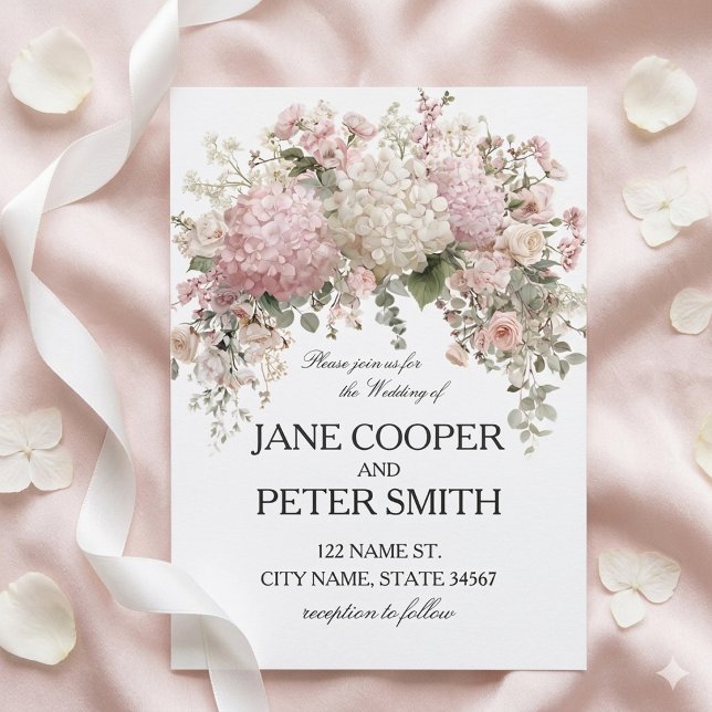 Pastel hydrangeas and roses Budget Wedding Invitation (Creator Uploaded)