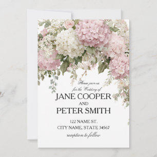 Pastel hydrangeas and roses Budget Wedding Invitation