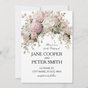 Pastel hydrangeas and roses Budget Wedding Invitation