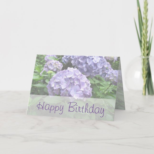 Pastel Hydrangeas at Trebah Birthday Card (Front)