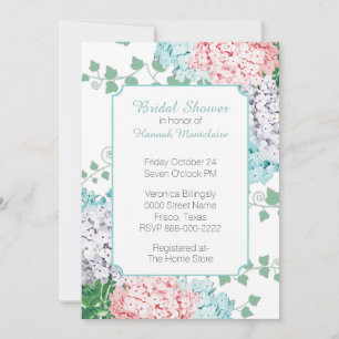 Pastel Hydrangeas Bridal Shower Invitation