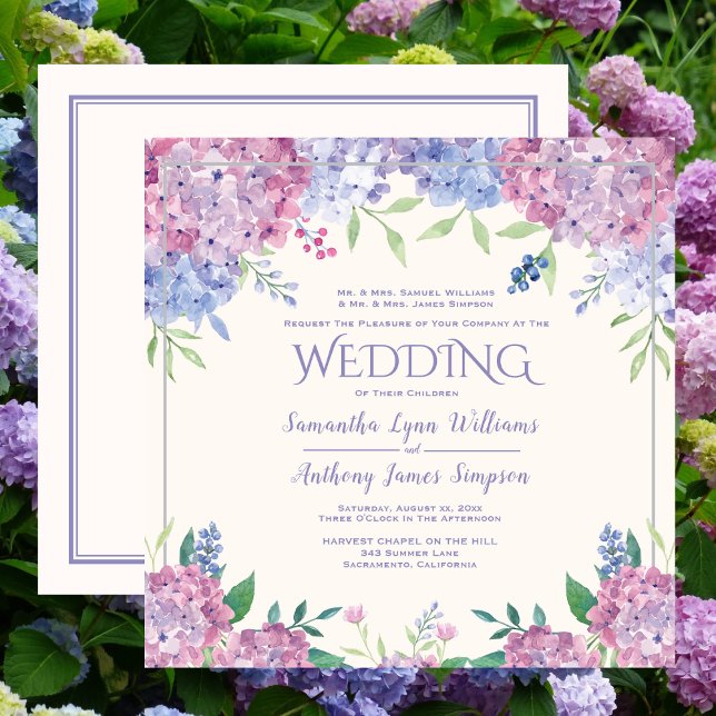 Pastel Hydrangeas - Floral Wedding Invitation (Creator Uploaded)
