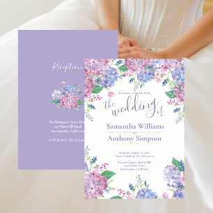 Pastel Hydrangeas Floral Wedding Invitation