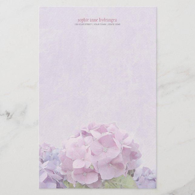 Pastel Hydrangeas Stationery (Front)