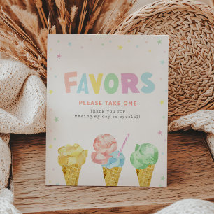 Pastel Ice Cream Birthday Favors Sign