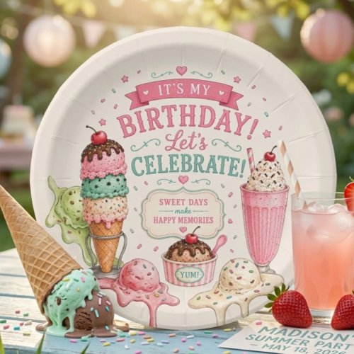 Pastel Ice Cream Birthday Party Paper Plates