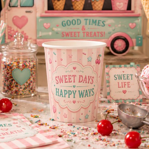 Pastel Ice Cream Birthday Party Retro Paper Cups