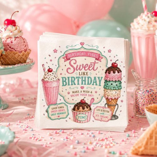 Pastel Ice Cream Birthday Party Sweet Shop Napkins