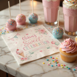 Pastel Ice Cream Birthday Sweet Celebration Napkins